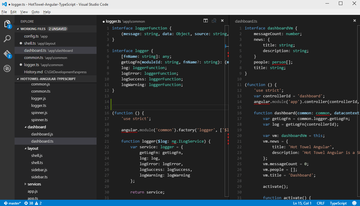 Screenshot of Visual Studio Code Editor