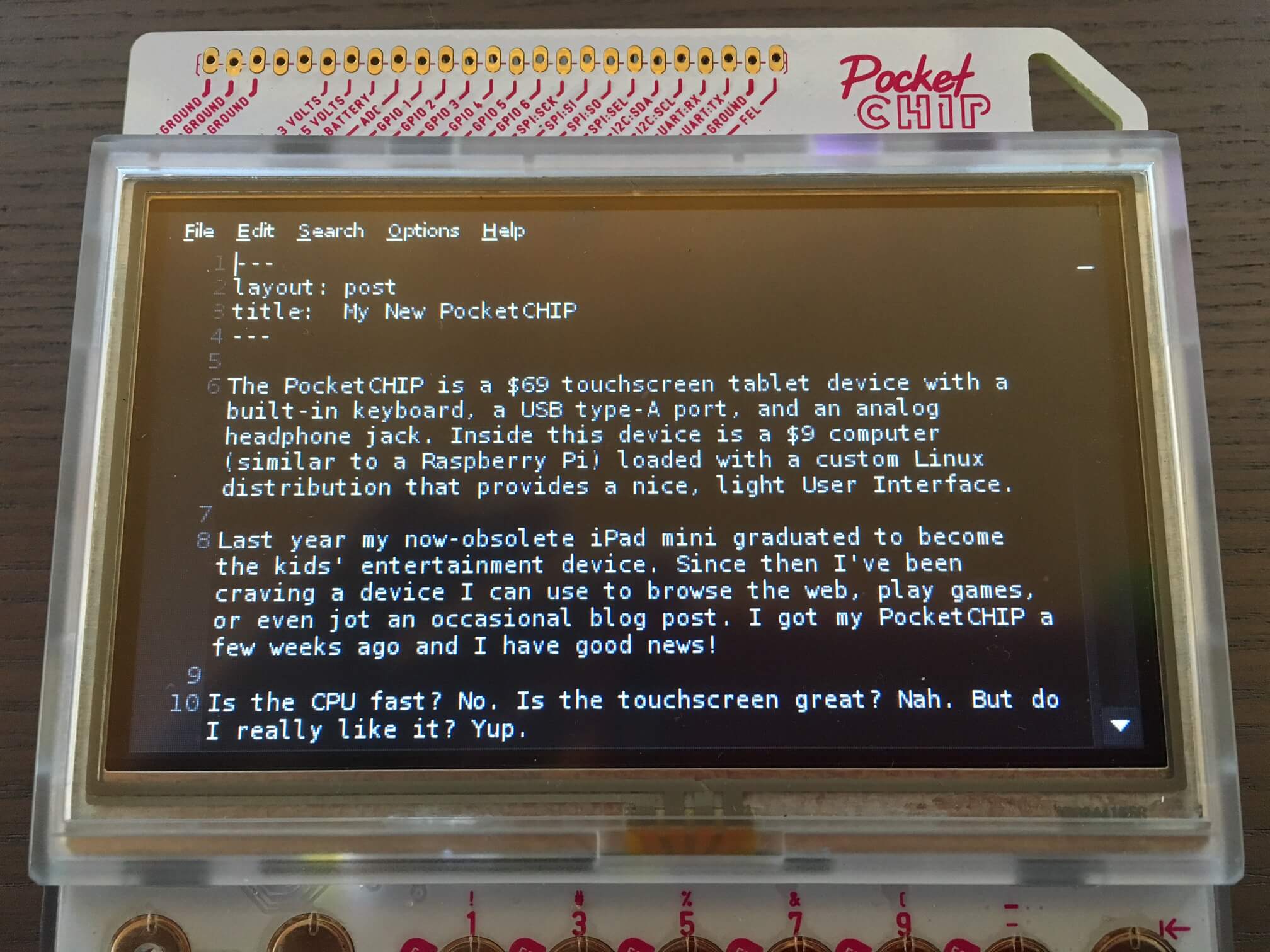 Text editor for PocketCHIP