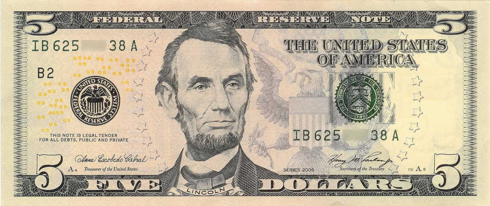 A five dollar bill