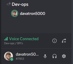 Discord chat controls are separate from chat room, user avatar highlights green when speaking