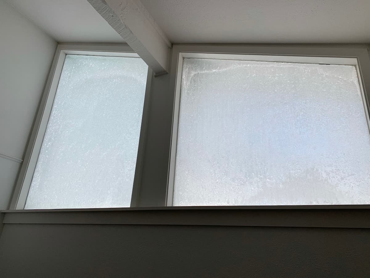 Frosted glass windows on the inside